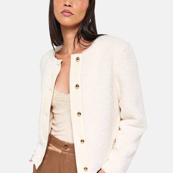 CAMI NYC Pavan Sherpa Jacket Ecru Size Small - Picture 2 of 7